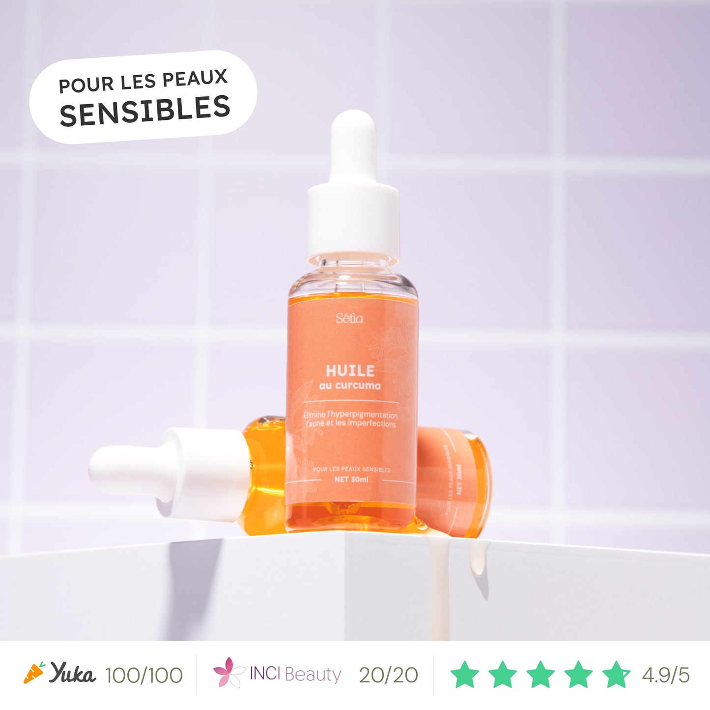 Huile visage au curcuma pour peaux sensibles – apaisante et nourrissante – Sefia